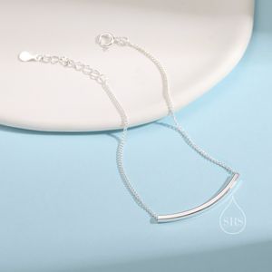 Minimalist Curved Bar Bracelet in Sterling Silver, Simple Skinny Bracelet, Delicate Bracelet