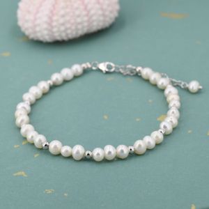 Sterling Silver Freshwater Pearl Beaded Bracelet, Silver or Gold, Genuine Fresh Water Pearls, Natural Pearl Bracelet, Ivory Pearls