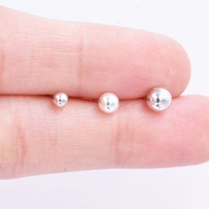 Sterling Silver Dainty Little Ball Circle Sphere Tiny Stud Earrings, Minimalist Geometric Design