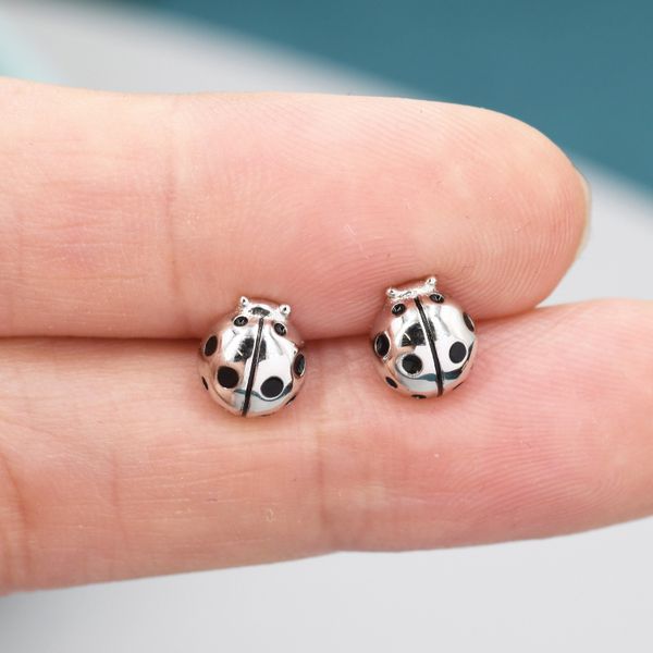 Sterling Silver Ladybird Stud Earrings, Animal Earrings, Cute and Quirky Q13