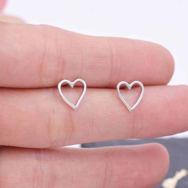 Sterling Silver Open Heart Stud Earrings, Cute, Fun, Minimalist, Simple and Elegant Jewellery