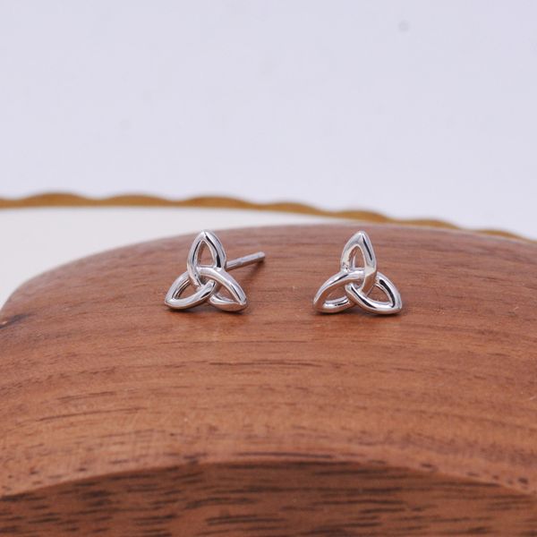 Sterling Silver Small Trinity Knot Stud Earrings, Celtic Irish Trinity Infinity Jewellery