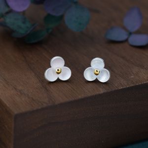 Flower stud earrings in Sterling Silver, Three Petal Flower Earrings, Blossom Stud, Nature Inspired