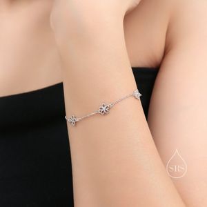 Forget Me Not Flower Motif Bracelet in Sterling Silver, Silver or Gold, Flower Bracelet, Blossom Bracelet, Forget-me-not Flower Bracelet