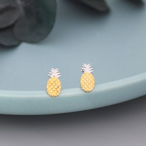 Pineapple Stud Earrings in Sterling Silver - Fruit Stud Earrings  - Nature Inspired  - Cute,  Fun, Whimsical