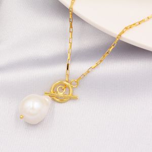 Sterling Silver Genuine Baroque Pearl T Bar Pendant Necklace - Gold Over Sterling Silver - Delicate Keshi Pearl Necklace, 20 Inch