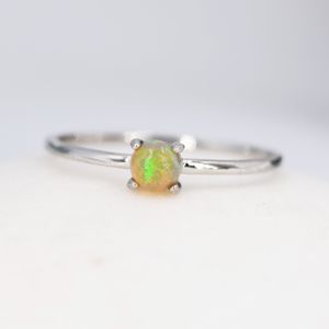 Genuine Opal Ring in Sterling Silver, US 5 - 8, Natural Opal Stone Ring, Ethiopian Opal