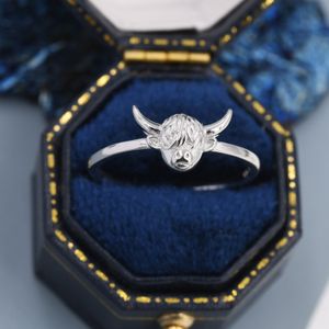 Sterling Silver Highland Cow Ring, Adjustable Size, Highland Cow Jewellery, Matching Jewellery Available, Cow Ring, Scottish Design