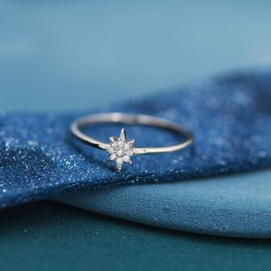 Sterling Silver Starburst Ring - Dainty Star Ring - Stacking Ring