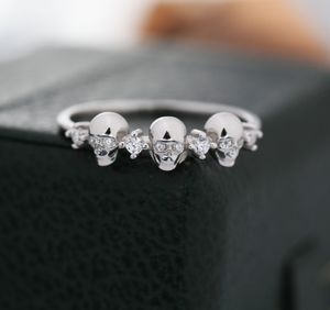 Sterling Silver Triple Skull Ring, Silver Skull Ring, Tiny Skull Ring, US 5-8, Skeleton Ring